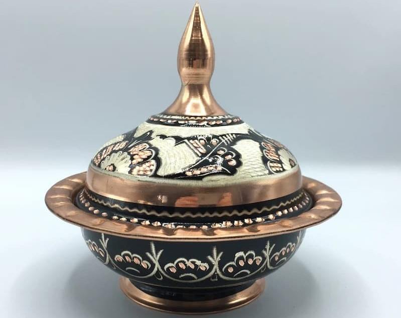 قندان مسی فیروزه کوبی با طراحی اصیل و چشم نواز